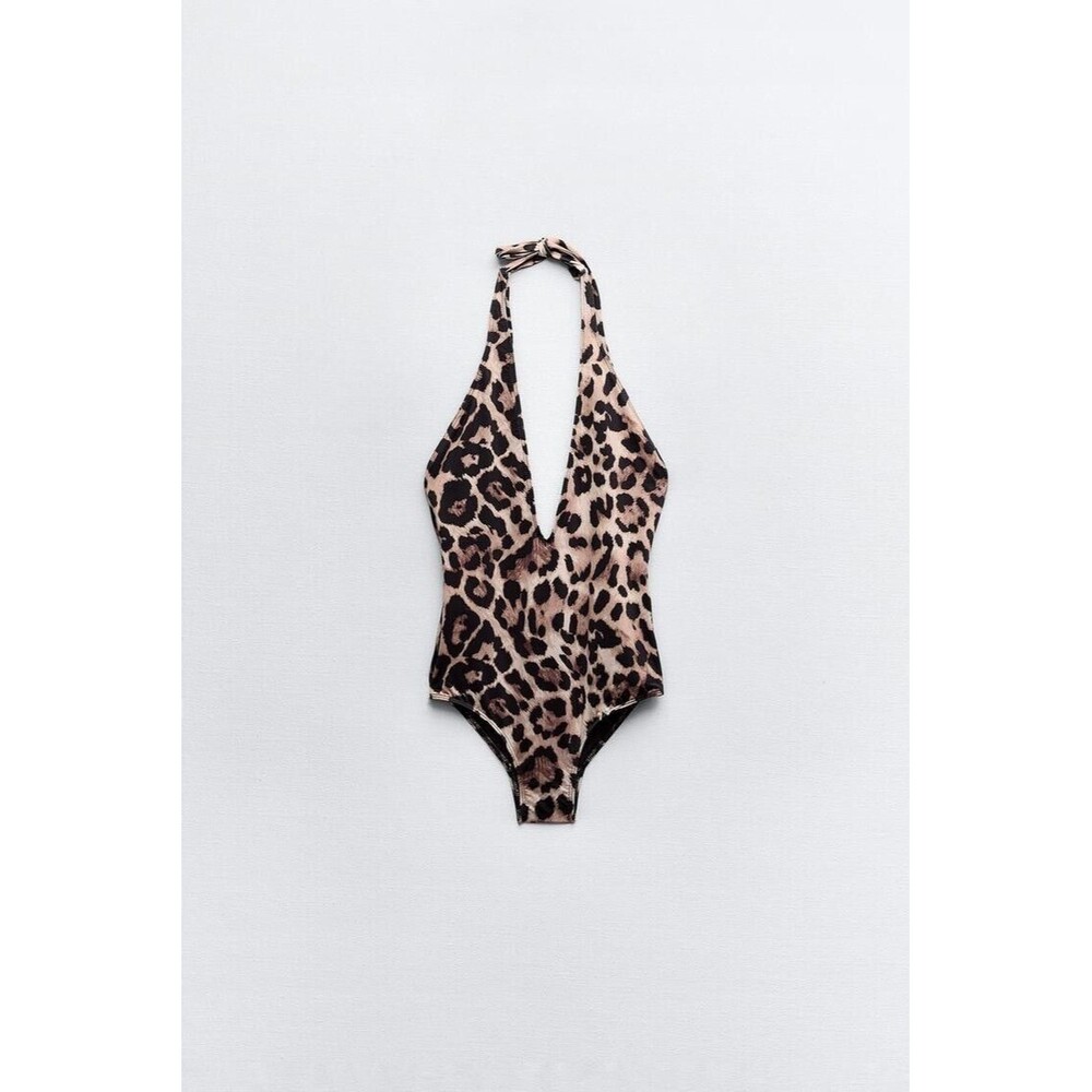 Zara Animal Print Halter Swimsuit - Size M